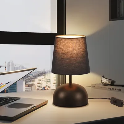 Produktbild von ZMH Nachttischlampe Tischlampe mit Kabel - Tischleuchte Schwarz Klein Nachtlampe Schlafzimmer Stoff Bettlampe Modern Design Schreibtischlampe für Wohnzimmer Büro Bett Tisch Fenster Hotel