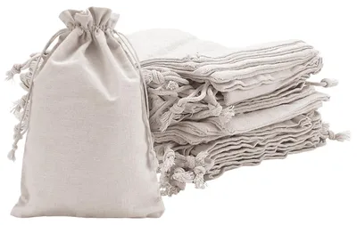 30 Baumwollbeutel mit Kordelzug, beige, 20 x 15 cm