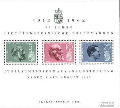 Produktbild von Briefmarken Liechtenstein 1962 Mi Block6 (kompl.Ausg.) gestempelt 50J. Briefmarken
