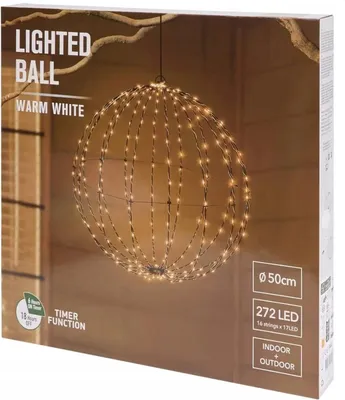 Productafbeelding van LED-kerstbal, lichtbol, lichtbol, gloeilamp, bol, timer & LED, diameter 50 cm