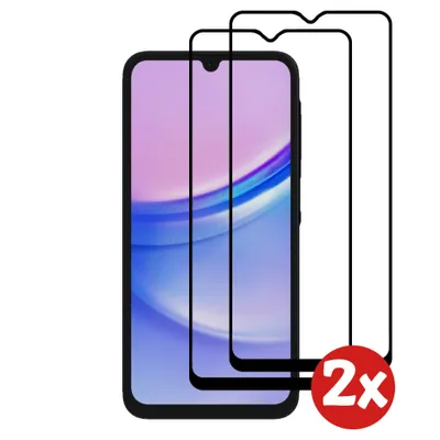 Produktbild von Displayschutzfolie passend für Samsung  Galaxy A15 - Full Cover Tempered Glass mit rundem Rand - Tempered Glass mit  abgerundeten Ecken - 2-Pack
