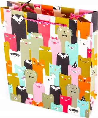 Produktbild von Geschenktüte Tiere 26x32cm Bunt - Stabile Tragetasche für Kindergeburtstag & Geschenke