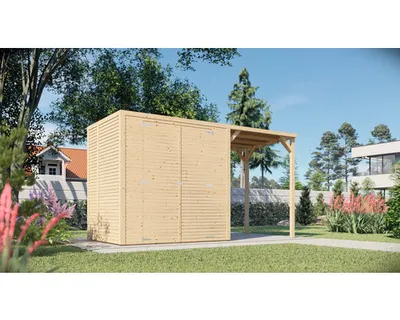 Produktbild von Gartenhaus Bertilo Cubico 2 Plus Fineline Rhombusprofil 373 x 170 cm natur