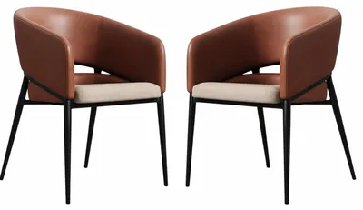 Immagine prodotto di Set di sedie da pranzo moderne con struttura in ecopelle marrone