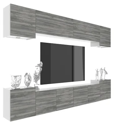 Produktbild von BELINI Wohnwand MILANO 4 Wohnzimmer 300 cm - Grau Matt, Moderne Schrankwand Set, Anbauwand TV-Schrank Griffloses System