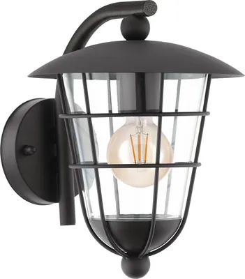Produktbild von EGLO Außen-Wandlampe Pulfero, 1 flammige Außenleuchte, Wandleuchte aus verzinktem Stahl und Kunststoff, Farbe: Schwarz, Fassung: E27, IP44