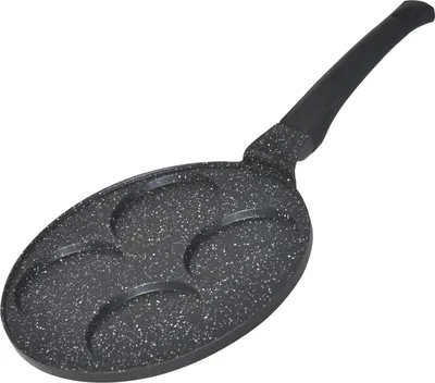 Image de Cheffinger, Poêle à crêpes 26 cm pour 4 personnes Revêtement en marbre avec poignée ergonomique, Noir