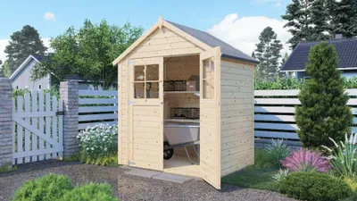 Produktbild von Alpholz Gerätehaus Osterbek aus Fichten-Holz, Gartenhaus mit 14mm Wandstärke, Holzhaus, Geräteschuppen Größe: 202 x 191 cm, Satteldach