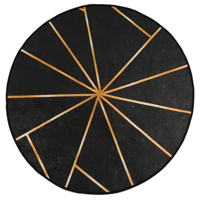 Produktbild von Teppich Waschbar Schwarz und Golden Ø 120 cm