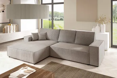 Produktbild von Ecksofa Schlafsofa CORUNIA Stoff Poso Hellbraun Ottomane Links
