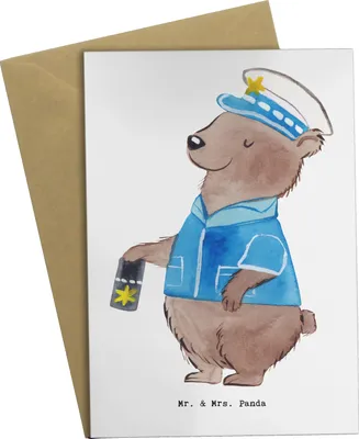 Produktbild von Mr. & Mrs. Panda Grußkarte Polizeivollzugsbeamter Herz - Weiß - Geschenk, Polizist, Polizei, hochzeitskarten, Grußkarten, babykarte, einladungskarten, weihnachtskarten