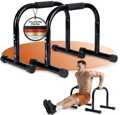Produktbild von Stahl-Paralletten, gelenkschonende und rutschfeste Liegestützgriffe, Calisthenics-Geräte für den Innen- und Außenbereich, Liegestützstangen, ideal für Handstände und Liegestütze