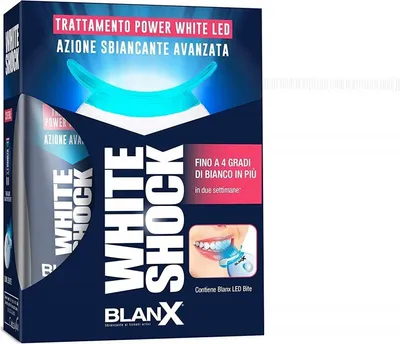 A product box for a teeth whitening kit.