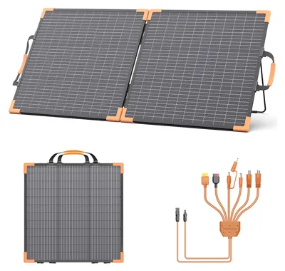 Produktbild von Solarmodul Camping - 100W faltbares bifaciales Solarpanel - Monokristallin - 24V/20V Ausgang - IP68 wasserdicht - Tragbar für Camping Wohnmobil Garten