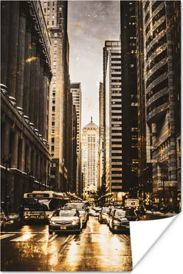 Produktbild von MuchoWow® Poster Auto - Gold - Straßen 80x120 cm - Papierdruck