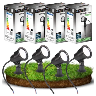 Obrázok produktu pre MasterLED Sergio, LED vonkajšie osvetlenie, model na zapichnutie do zeme, 7W, 4500K, IP65, čierna, štvorica