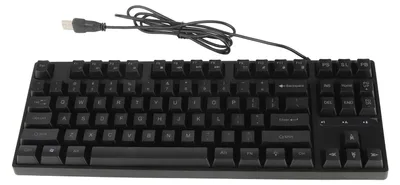 Zdjęcie produktu dla Klawiatura mechaniczna 87-klawiszowa z podświetleniem – ergonomiczna klawiatura gamingowa USB ze składaną podstawką do komputerów stacjonarnych i laptopów, kolor czarny