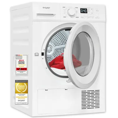 Produktbild von Exquisit Wärmepumpentrockner, 10 kg, 16 Programme, Knitterschutz, LED, Trockner, Frontlader, TWP1001-030D weiss
