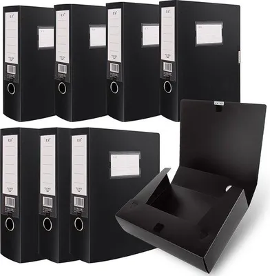 Image de Boîtes d'archivage noires A4, lot de 8, en plastique