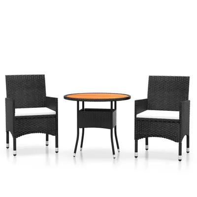 Image de vidaXL Ensemble de jardin 3 pièces Poly rotin noir