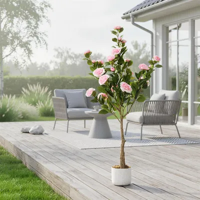 Productafbeelding van GarveeHome 2-delige set kunstplanten, kamelia (75/85/90/110/120 cm), kunstplant