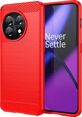 Produktbild von OnePlus 11 Hülle, Carbon-Faser TPU Silikon Stoßfest Schutzhülle für OnePlus 11 Rot