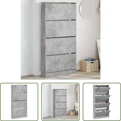 Obrázek produktu pro The Living Store Botník se 4 chlopněmi betonově šedý 80x21x163,5 cm