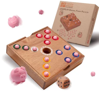 Produktbild von LOGOPLAY Original Funny Pigz – Würfelspiel Schweinchenspiel – Lustiges Geschicklichkeitsspiel für Kinder und Erwachsene – Outdoor- und Familienspiel mit Kunststoffschweinchen