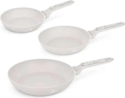 Image de Berlinger Haus Set de 3 poles  frire antiadhsives en aluminium forg, pour cuisinires  induction, 20/24/28 cm, TitanPro, poigne ergonomique, de la collection Sahara Marble