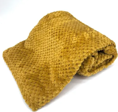 Immagine prodotto di HOME ELEMENTS Coperta in microflanella 150 x 200 cm, 220 GSM, senape jacquard