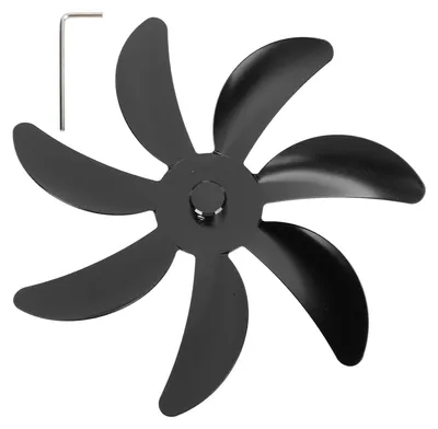 Immagine prodotto di Ventilatore per stufa, pale in lega di alluminio, 7 pale, facile da installare, ricambio universale per canna fumaria, colore nero