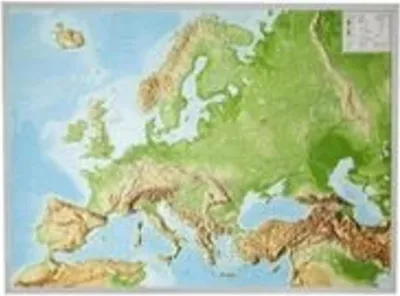 Image de Reliefkarte Europa Gross 1 : 8.000.000 mit Aluminium Rahmen