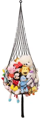 Productafbeelding van Macramé hangmat voor knuffels, wandorganizer voor hoeken, geschikt voor kinderen, boheems design, zwart