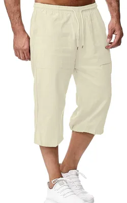 Produktbild von Herren Leinen Shorts, 3/4 Länge für Sommer und Yoga