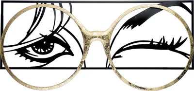 Produktbild von Casablanca by Gilde Wandrelief "Twinkle" schwarz mit goldfarbener Brille, mit Aufhängung, H.90 cm, 84254