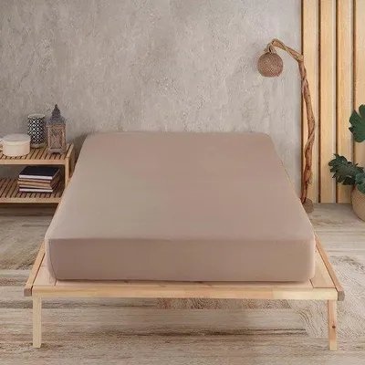 Productafbeelding van Famanu spreihoes voor boxspring, 200x200 cm, cappuccino - 100% katoen, geschikt voor matrassen tot 35 cm hoog