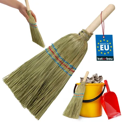 Produktbild von KOTARBAU® Mini Reisstrohbesen 17 cm mit Holzstiel 12 cm Handfeger für kleine Flächen