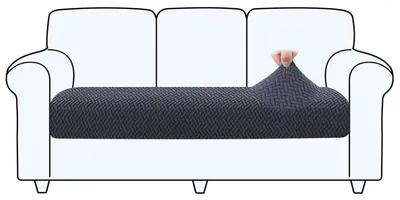 Obrázek produktu pro Potah na sedací polštář pro pohovku (3 místa), tmavě šedá barva, tkanina, rozměry 125-155 cm