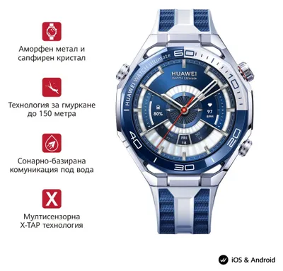 Produktbild von HUAWEI WATCH Ultimate 2 (March-B29),Blue and White Fluoroelast