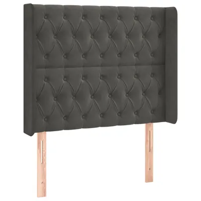 Produktbild von vidaXL Kopfteil mit Ohren Dunkelgrau 93x16x118/128 cm Samt