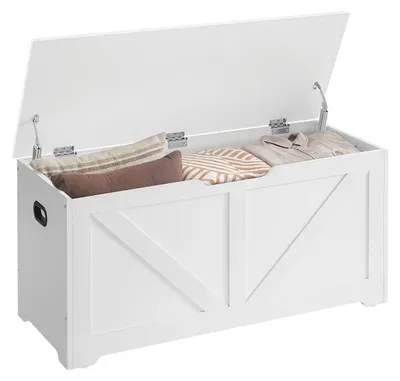 Produktbild von Schuhbank mit Sitzfläche, Stauraum, Spanplatte, 40 x 100 x 46 cm, mattweiß