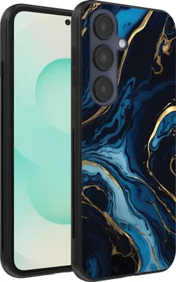Zdjęcie produktu dla Smartphonica Etui na telefon do Samsung Galaxy S25 Plus z marmurowym nadrukiem - Etui z TPU na tył w złoto-niebieski marmurowy wzór - złoto-niebieskie