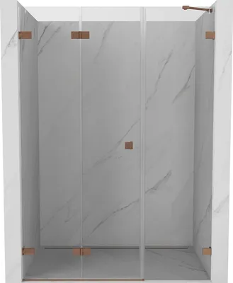 Zdjęcie produktu dla Mexen Lunar-F drzwi prysznicowe składane lewe 125 cm, transparent, miedź szczotkowana - 836S-125-050-65-00-L