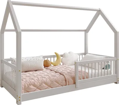 Obrázek produktu pro TIMBEE ZOJA domeček postel dětská postel dřevo postel do dětského pokoje - šedá - 90x180 - 3cm nohy