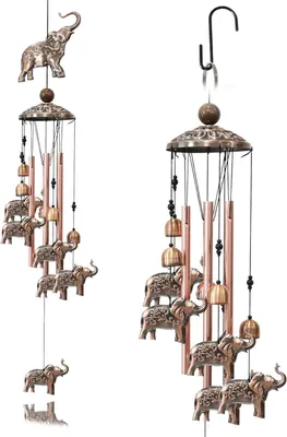 Produktbild von Metall-Windspiel für den Außenbereich, Elefant, Dekoratives Gartengeschenk, Muttertagsgeschenk, Hexenmotiv