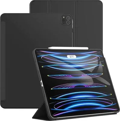 Immagine prodotto di Custodia protettiva per iPad Pro da 12,9 pollici - Retro rigido - Impugnatura morbida - Accensione/spegnimento automatico - Nero