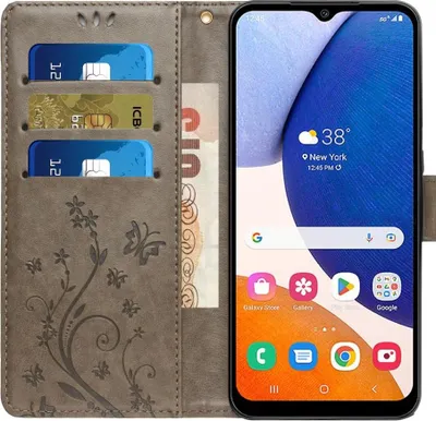 Produktbild von Samsung Galaxy S24 FE Hülle - Coverup Blumen & Schmetterlinge Klapphülle - Taupe Grau