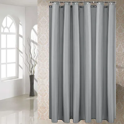Produktbild von Duschvorhang Wasserdichte, schimmel- und schimmelresistente Vollfarbige Vorhangauskleidung für Badezimmer mit Haken, 180×200cm, Hellgrau