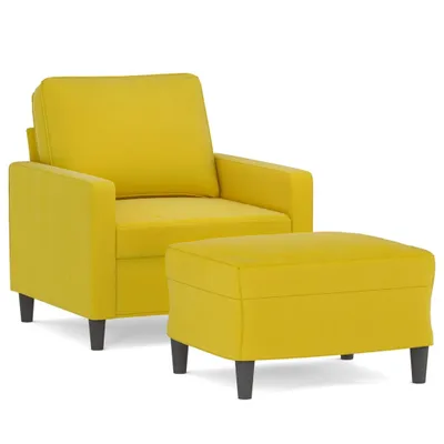 Produktbild von Sessel mit Hocker Gelb 60 cm Samt