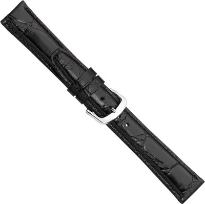 Produktbild von XL Krokoprägung Ersatzband Uhrenarmband Kalbsleder schwarz 24155S, Stegbreite:18mm